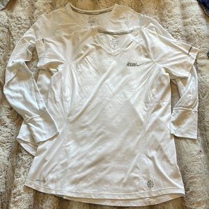 Long sleeve and short sleeve white Nike tops